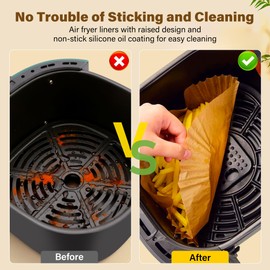 Air Fryer Liners Disposable, 125Pcs Parchment Paper, 8 Inch Non-stick Air Fryer Paper Liners, Unbleached Square Airfryer Liners for 5-8QT Air Fryer, Baking, Roasting Microwave