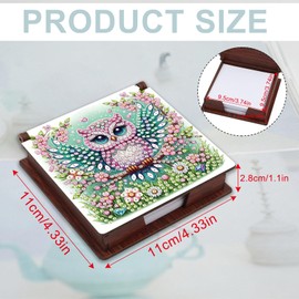 JZHYOAN Diamond Art Wooden Note Box DIY Special Shape Diamond Painting Note Storage Box Reusable Portable Notes Holder Decorative Art Wooden Message Notes Paper Boxes for Office Adults Woman Man