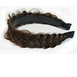 TOECWEGR Hairband Braided Hairpiece Messy Wide 2 Strands Fluffy Braids Wig with Tooth Women Headband Hair Bands