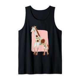 Albino Giraffe Rare Floral Red Poppy Punk Style for Women Tank Top