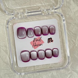 NailHaven| cat eye collection |all kinds of cat eye nails| short press-on nails   |cute nails| nails | acrylic press-on| fake nails |Handmade | high quality Press on nails 10 pcs|reusable nails|nail art|nail charm|handmade press ons|uña sacri lic as:_burgundy_S