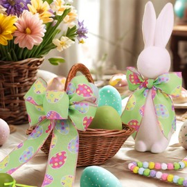 LaRibbons - Cinta de huevos de Pascua con alambre de 2.5 pulgadas, cinta floral para primavera, verano, para manualidades, corona, lazo, decoración de bricolaje, 2.5 x 12 yardas