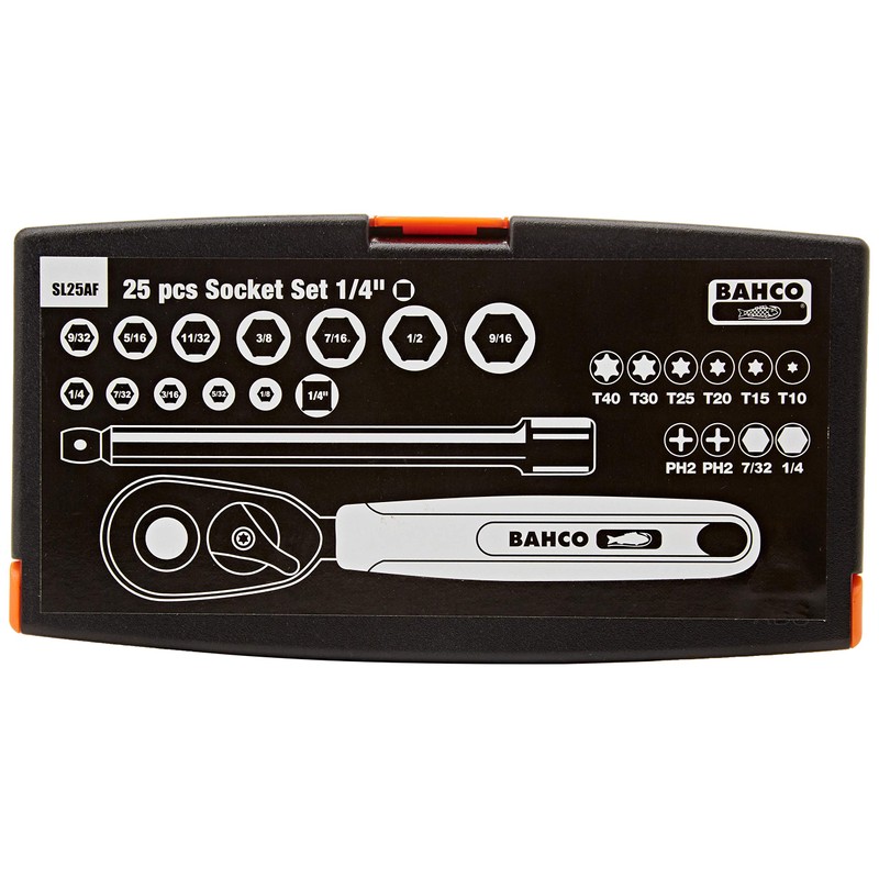 Socket Set 1/4" Inch Sizes, 25P