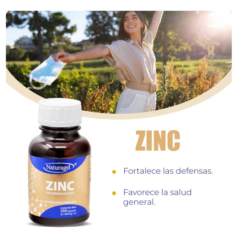 Zinc Con Germen De Trigo 200 Cpsulas Naturagel Sin Sabor