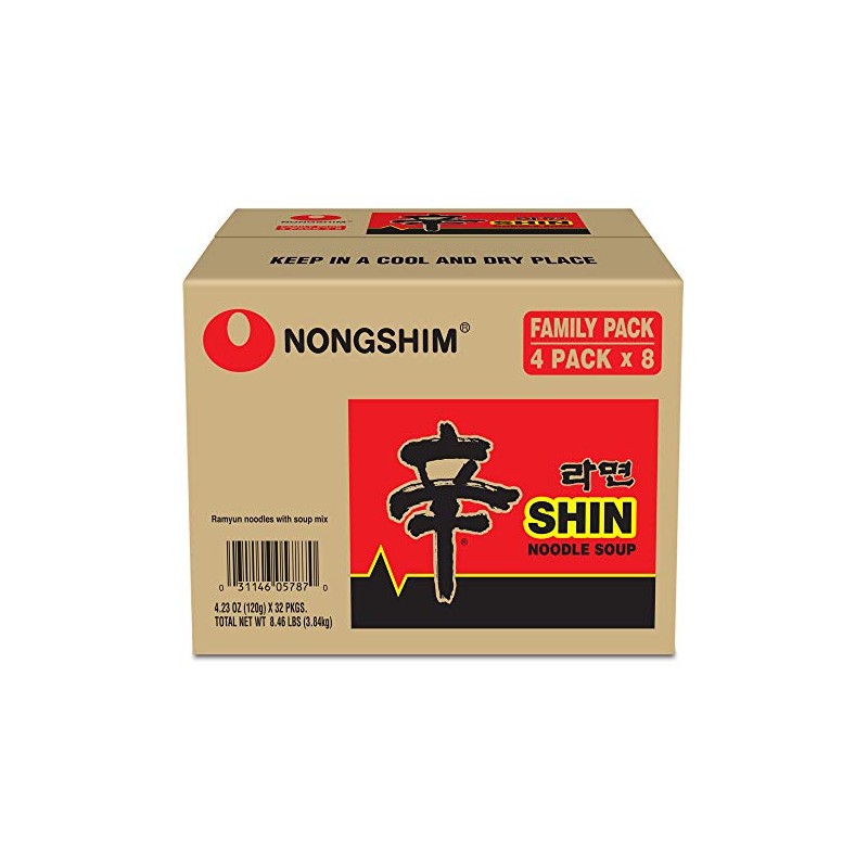 Nongshim Shin Original Ramyun, Spicy, 4.2 Oz, 4 Count, Pack