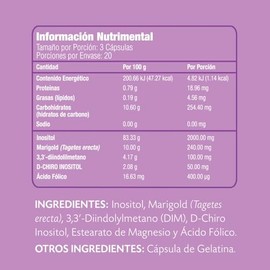 Pinkv Suplemento Inositol Dim Chiro Marigold Ácido Fólico Cápsulas 800