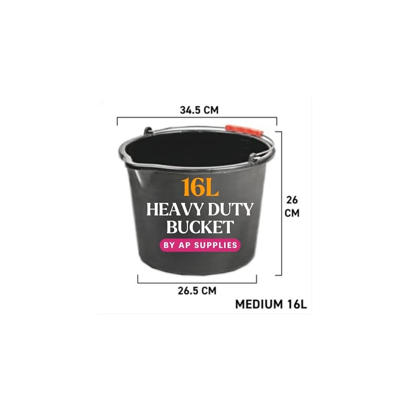 AP Supplies 16L Black Bucket - versatile and durable container