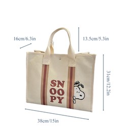 QPPQ Tote Bag, Canvas, Large Capacity, Snoopy Shoulder Bag, Canvas Tote Bag, Shoulder Bag, Eco Bag, Meeting Bag, Commute, Canvas Wrap, red
