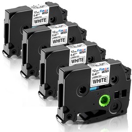 Fimax 4-Pack Compatible Label Tape Replacement for Brother TZe-231 TZ-231 Laminated Black on White 0.47" x 26.2'(12mm x 8m), Compatible with Brother P-Touch Label Maker PT-D210 PT-H110 PT-D600