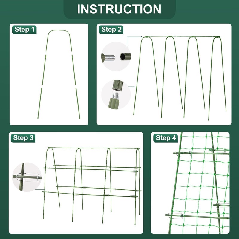 FOLLOOK Outdoor Trellis for Climbing Plants Arch Tunnel U-Frame Trellis