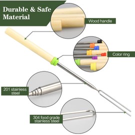 5pcs Extendable Marshmallow Roasting Forks for Campfires - 12-32 Inch Telescopic Stainless Steel Smores Kit with Canvas Bag, Outdoor Cooking Tools for Backyard, Picnics, RV