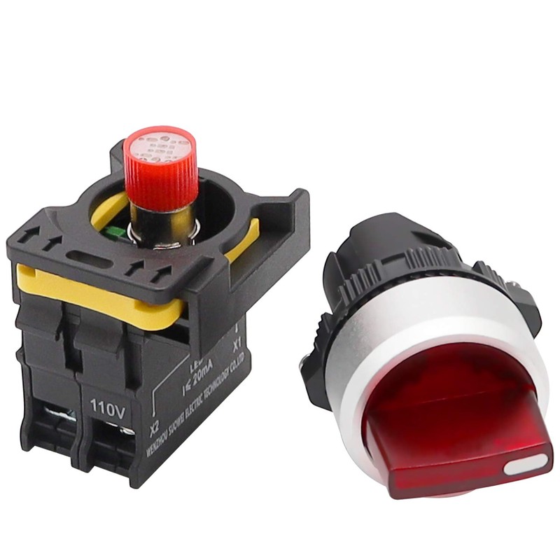 mxuteuk Red LED Light Voltage 110V 22mm 1 NO 2