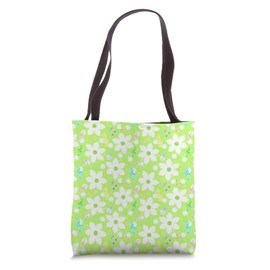 Music Notes White Daisy Flowers Green Background Fresh & Fun Tote Bag