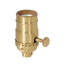 B&P Lamp® Brass Turn Knob Socket, Satin Brass Finish, On/Off Function, No Uno Thread
