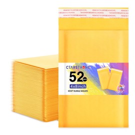 Ctarsthome 52Pack Yellow 4x8inch Kraft Bubble Mailers Small Business Mailing Packages Self-Sealing Paper Envelopes, Mailer Shipping package Strong Adhesion Padded Envelopes for Jewelry Makeup Supplies