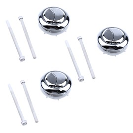 T Tulead Toilet Button Dual Push Flushing Toilet Tank Button with Thread Plastic Round Silver Diameter Fit for 58-65mm