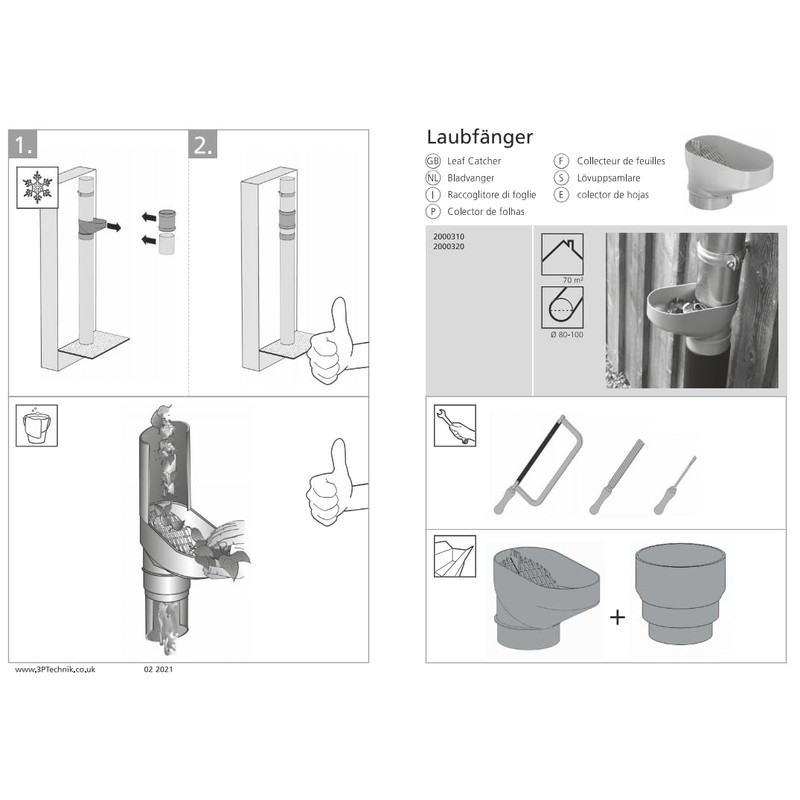 3P Downpipe Gutter Leaf Catcher - Low Maintenance Anti Clog