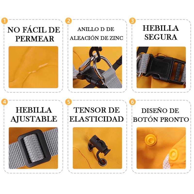 JIEYOUTA Impermeable para Perros, con Capucha Desmontable, Chaqueta y Impermeable