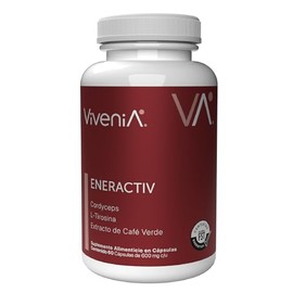 Eneractiv con L-Tirosina, Cordyceps y Café Verde | Suplemento Alimenticio con Cafeína Natural para Hombre y Mujer | Enfoque Mental | Energía Diaria | 60 Cápsulas | Suministro para 1 mes