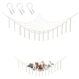Cuddly Toy Storage Net, Boho Teddy Cuddly Toy Net, Net for Cuddly Toys 105 x 105 x 145 cm, Cuddly Toy Hammock with Hooks, Hanging Net Children's Room, Hanging Stuffed Toy Storage