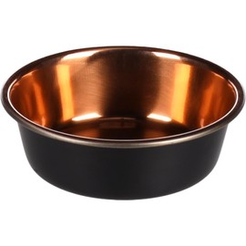 Flamingo Ezra Feeding & Drinking Bowl - Round, Black/Copper, 300 ml, Stylish & Non-Slip Bowl for Dogs & Cats