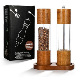 Meyeyaia Wooden Salt and Pepper Grinder Set with Tray