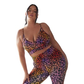 Savage X, Womens, Spotlight Low-Impact Sports Bra, Caramel Leopard, 2X