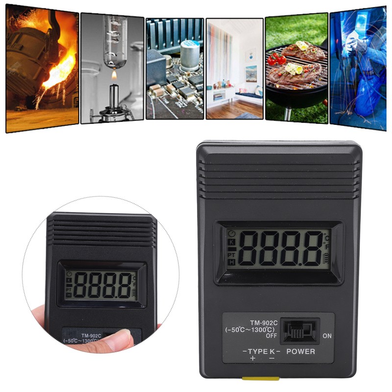 Tm‑902c Industrial LCD Display Digital Sensor Thermometer with Curved Shank
