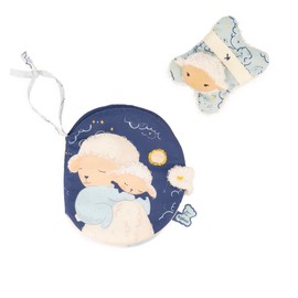 KALOO - Doux Sommeil - My Baby Picture Book - Baby Fabric Book + Sheep Comforter - For the Sleep Ritual - Telling a Story - 17 cm - From Birth, K221000