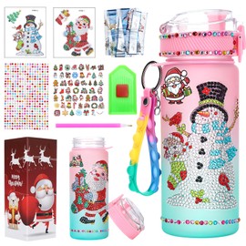 Soleebee Gifts for Christmas, Water Bottle Craft Set, DIY Water Bottle Craft Diamond Painting Craft Art with Colourful Pop Keyring - Santa Claus