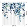 Shower Curtain, Eucalyptus Blue, Uiiooazy Shower Curtain, Green Leaves, Flowers,