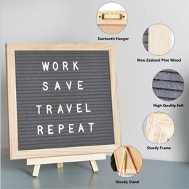 Felt Letter Board, 10 x 10 Inch, Interchangeable Letter Board with 340 Letters, Wooden Frame, Message Sign for Baby Announcements, Milestones, Office Decoration, Password Sign, Farmhouse Gifts