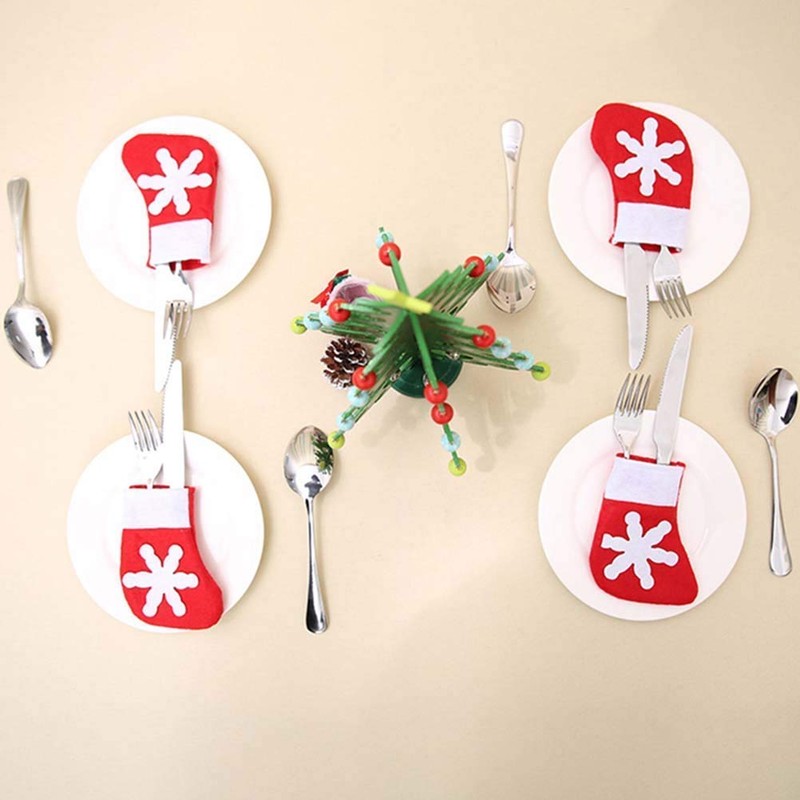 WedDecor Pack of 12 Christmas Table Decorations Snowflake Design Stockings