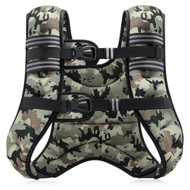 ZELUS Weighted Vest, 6lb/8lb/12lb/16lb/20lb/25lb/30lb Weight Vest for Men Women with Storage Pocket & Reflective Strips for Workout Strength Training Running Muscle Building, Desert Camo (16 lb)