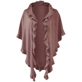 Poncho Cape, Uniform Scarf, Wrap, Shoulder Towel, Women's Traditional Knitted Costume Poncho, Throw, Ruffle, Cashmink - Cape pink