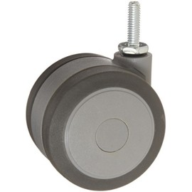 Shepherd Softech Series 75mm Diameter Soft Tread Unhooded Twin Thermoplastic Elastomer Wheel Caster, 5/16" Diameter x 1" Length UNC18 Threaded Stem, 165 lbs Capacity, Gray