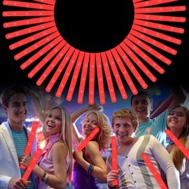 Foam Glow Sticks Bulk, 40 Pack Red Light Up Foam Sticks 3 Modes Flashing, Glow Party Supplies for Valentine's Day, Wedding,Raves, Carnival, Concert, 4th of July, Halloween, Christmas