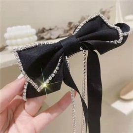 Big Hair Bows Hair Clips Barrettes for Women, Rhinestone Tassel Hair Clip French Design Barrettes Fashion Hair Styling Accessories for Women Girls
