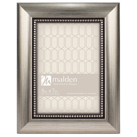 Malden International Designs 5x7 Beaded Picture Frame Champagne Finish