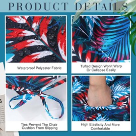 Geelin High Back Patio Chair Cushion Indoor Outdoor Seat Back Chair Cushions Tufted Patio Waterproof Rocking Pads Weather Replacement for Furniture(Blue Purple,4 Pcs)