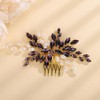 Rumtock Purple Rhinestones Beads Pearl Hair Comb for Wedding Brides