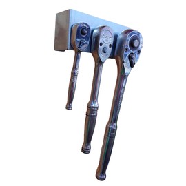 MegaMaxx UK Wall Mount Ratchet Holder (Sitable for 3 Sizes) - Tool, DIY, Toolbox, Wrench, Spanner, Workshop, Warehouse, Garage, Shed, Home, Universal, Drive, Socket, Torx, Tidy (Galvanised Steel)