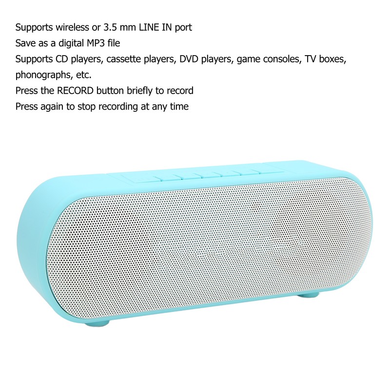 Wireless Bluetooth Speaker Recorder 44.1kHz Sampling 160kpbs Bit Rate Music
