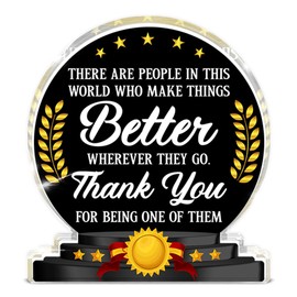 Thank You Gifts for Women Men Grateful Gifts, Appreciation Gifts for Coworkers Teacher Boss Volunteer Nurse Employee Appreciation Gifts Acrylic Award Office Desk Decor, Black (4.2 x 3.8 Inches)