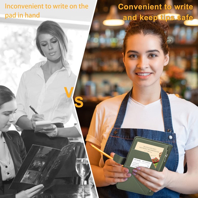 JKhandy Server Book for Waitress - Leather Waiter Book Server