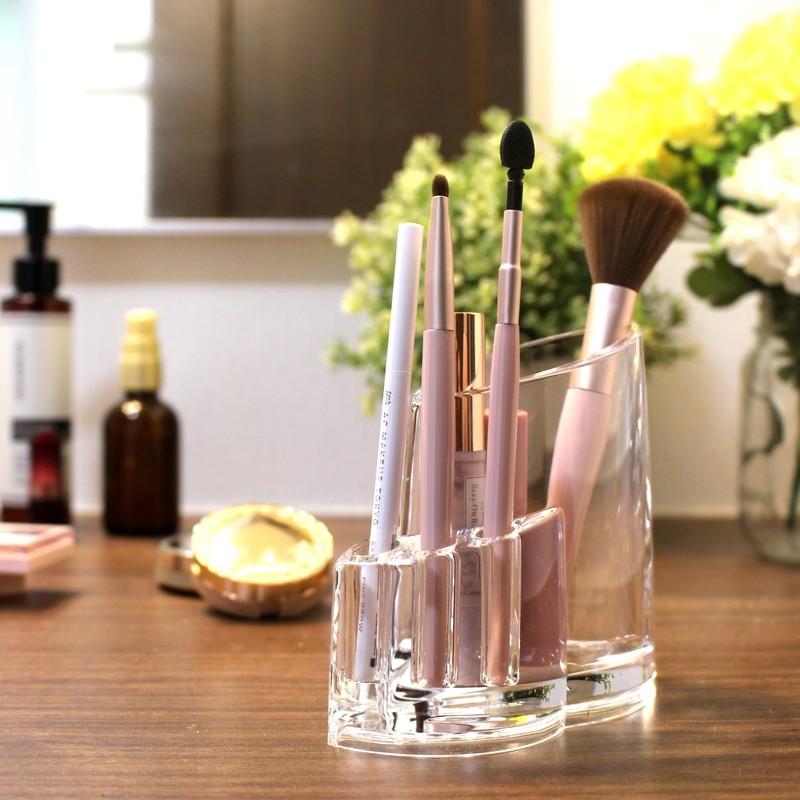GemRich Makeup Brush Case, Makeup Brush Stand, Cosmetic Storage, Acrylic,