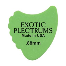 Exotic Plectrums Delrin Green Guitar Or Bass Pick - 0.88 mm Medium Heavy Gauge - Premium Made In USA - 390 Shark Fin Shape - 1 Pack, Delrin-USA-Logo-Green-.88mm-390-Fin-1-Pk