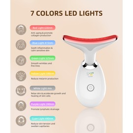 ELISHINE 7 Color Face and Neck Massager Light Therapy, Red Light Based Facial Massager for Skin Care, Firming, Smoothing (White)
