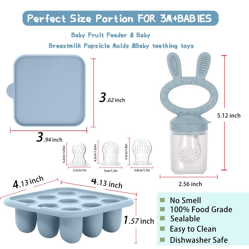 WAJIAYON Baby Breastmilk Popsicle Molds & Baby Fruit Feeder (2