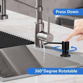 Built in Sink Soap Dispenser or Lotion Dispenser for Kitchen Sink,Lychee Kitchen Sink Hand Soap Dispenser Pump Kit Brushed Nickel with 1.2m Extension Tube and 200pcs Sink Strainer Bag (Black)